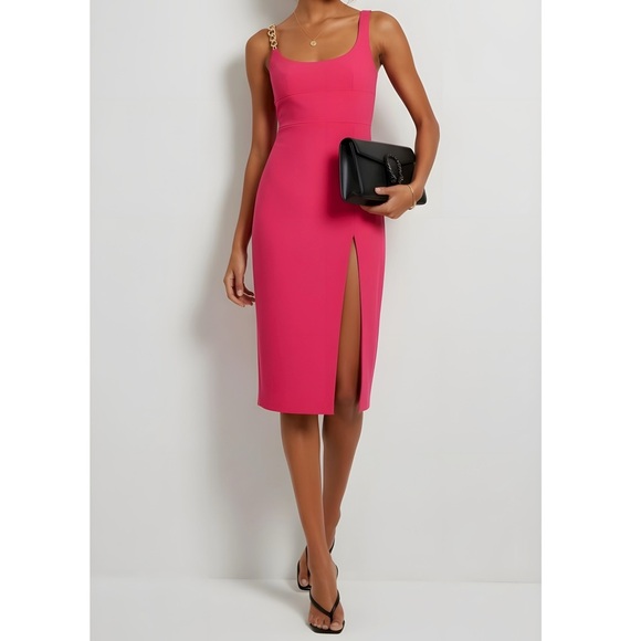 AMANDA UPRICHARD Landra Chain Strap Midi Dress, Magenta, XS